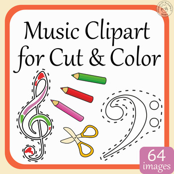 Preview of Music Notes and Symbols Clipart for Cut and Color Activities