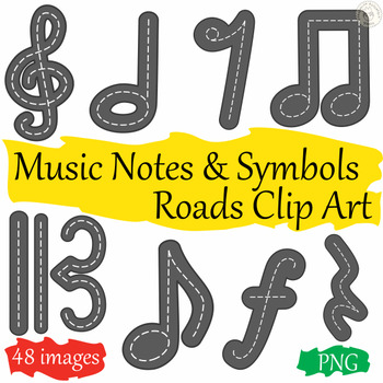 Preview of Music Notes and Symbols Road Clipart