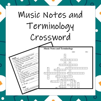 Music Notes and Terminology Crossword by Homemade MS TPT
