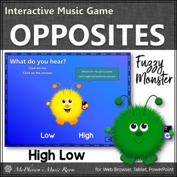 Preview of High and Low Music Opposite Interactive Music Game {Fuzzy Monsters}