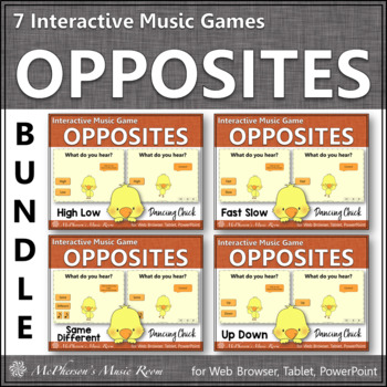 Preview of Spring Music Opposites & Comparatives ~ Interactive Music Games {Dancing Chick}