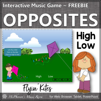 Preview of Music Opposites High or Low Interactive Melody Game FREEBIE {Flyin' Kites}