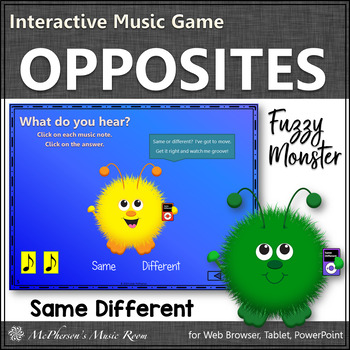 Preview of Music Opposites Same or Different Interactive Music Game {Fuzzy Monster}