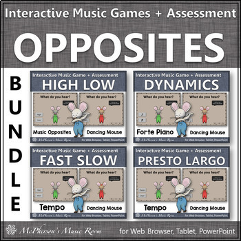Preview of Music Opposites and Comparatives Interactive Music Games {Dancing Mouse}