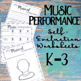 Music Performance Self Evaluation Worksheets, K-3