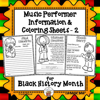Preview of Music Performer Information & Coloring Worksheets - 2 (for Black History Month)