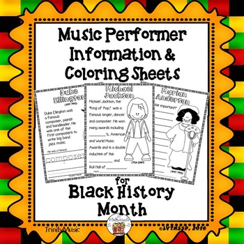 Preview of Music Performer Information & Coloring Worksheets for Black History Month