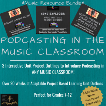 Preview of Music Podcasting Project Bundle | 3 Unit Project Outlines for Any Music Class!