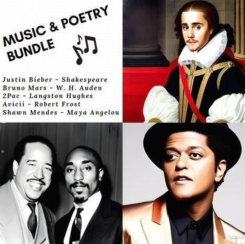 Preview of Music & Poetry Bundle -Justin Bieber, Shakespeare, Langston Hughes, 2Pac & more!
