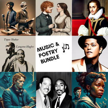 Preview of Music & Poetry Bundle -Justin Bieber, Shakespeare, Langston Hughes, 2Pac & more!