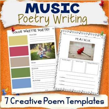 Music Poetry Writing Activities - Poem Templates by SNAPPY DEN | TPT