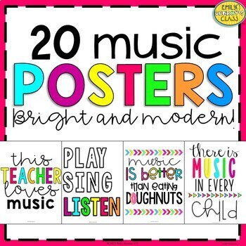 Preview of Music Posters (Bright and Modern Music Classroom Decor)