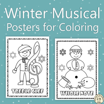Preview of Music Posters for Coloring | Winter Themed Music Classroom Decorations
