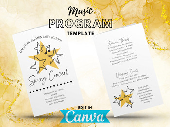Preview of Music Program TEMPLATE Canva: Stars