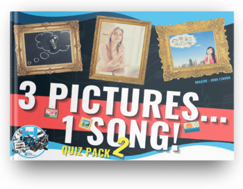 Preview of Music Quiz - 3 Pictures 1 Song–Pack 2 | Google Slides and Boom Cards