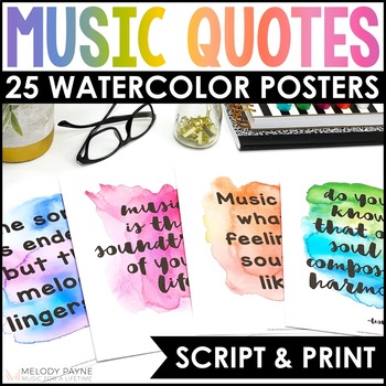 Preview of Music Quote Posters to Encourage and Inspire - Watercolor Music Classroom Decor