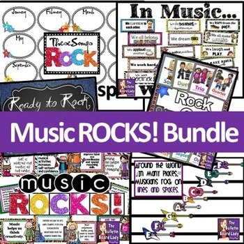 Preview of Music ROCKS Classroom Decor Bundle