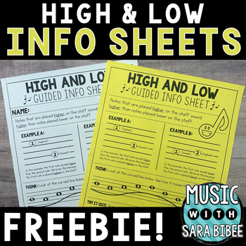 Preview of Music Reading Info Sheets: High/Low {FREEBIE!}