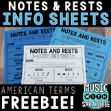 Music Reading Info Sheets: Notes & Rests (American Terms) 
