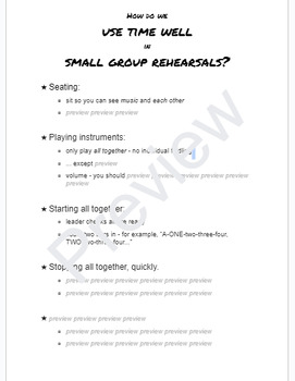 Preview of Music Rehearsal Behaviours for small groups - poster