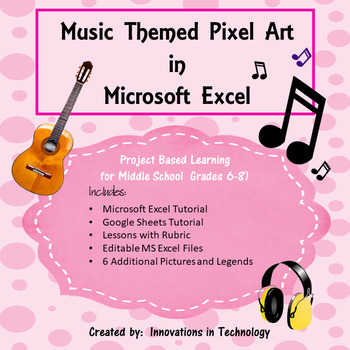 Preview of Music Themed Pixel Art in Microsoft Excel or Google Sheets | Distance Learning