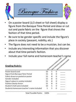 Preview of Music Research Projects-Baroque Era- Extra Credit- Grading Rubric