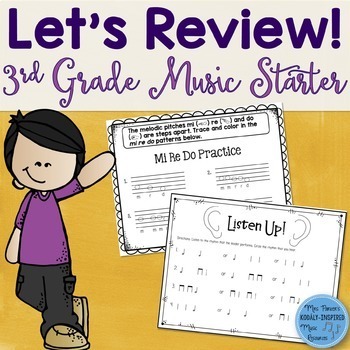 Preview of Music Review Workbook: Third Grade Starter {Rhythm and Melody}