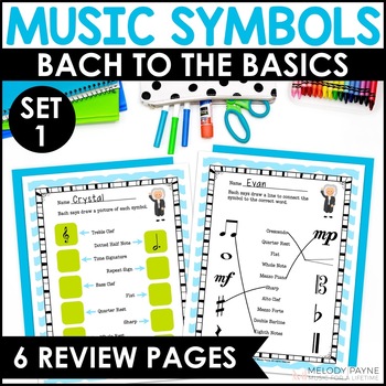 Preview of Music Worksheets - Bach to the Basics - Music Symbols, Dynamics, & More
