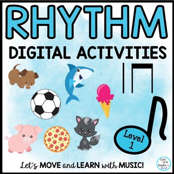 Music Rhythm Activities Level 1: Digital Google Slides & Presentation Posters