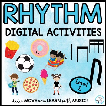 Music Rhythm Activities Level 2: Digital Google Slides & Presentation Posters