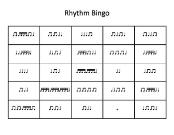 Preview of Music Rhythm Bingo