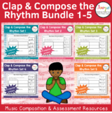 Music Rhythm Composition Worksheets Bundle - 1-5