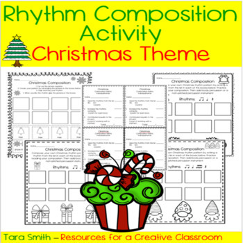 Preview of Music Rhythm Composition Worksheets-Christmas Theme