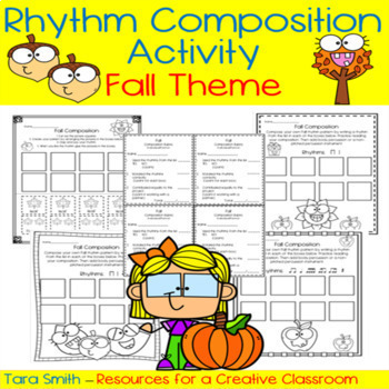 Preview of Music Rhythm Composition Worksheets-Fall Theme