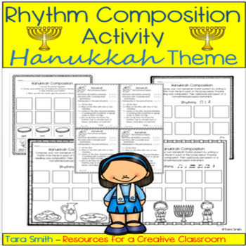 Preview of Music Rhythm Composition Worksheets-Hanukkah Theme