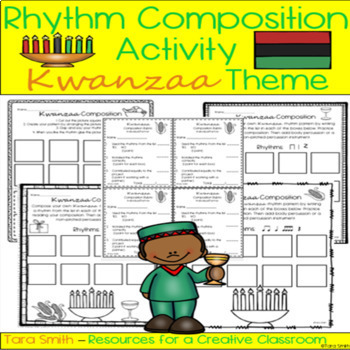 Preview of Music Rhythm Composition Worksheets-Kwanzaa Theme