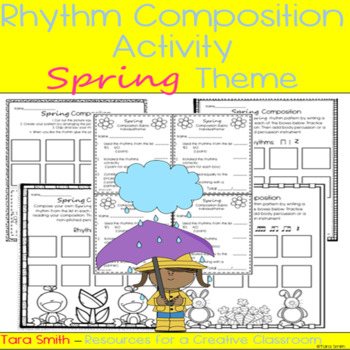 Preview of Music Rhythm Composition Worksheets-Spring Theme