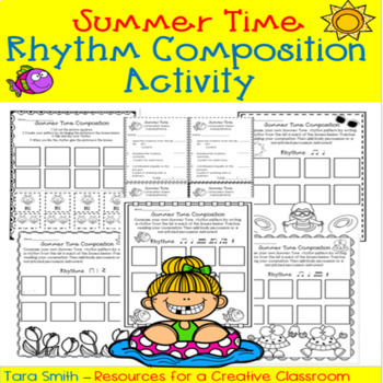 Preview of Music Rhythm Composition Worksheets-Summer Time Theme