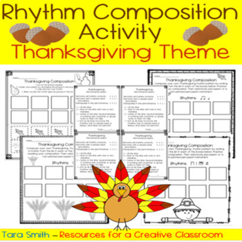 Preview of Music Rhythm Composition Worksheets-Thanksgiving Theme