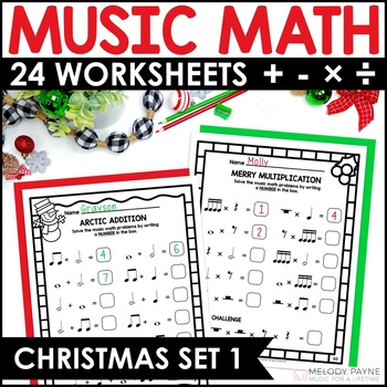 Preview of Christmas Music Math Rhythm Worksheets - Winter Music Theory - Notes & Rests