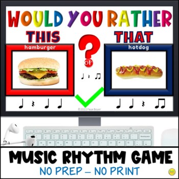 Preview of Music Rhythm Game - Would You Rather? This or That? Easel Activity