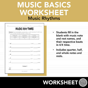 Preview of Music Rhythms Worksheet