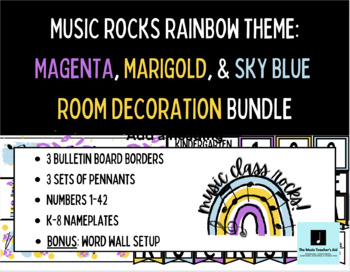 Preview of Music Rocks Rainbow Theme Classroom Decoration BUNDLE!