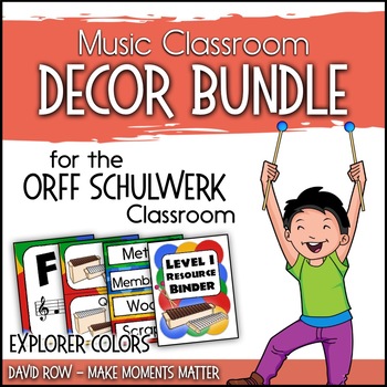 Preview of Music Room Decor Kit for the Orff Schulwerk Classroom - Explorer Color Scheme