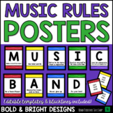 Music Rules Posters - Editable BOLD & BRIGHT Music Bulletin Board