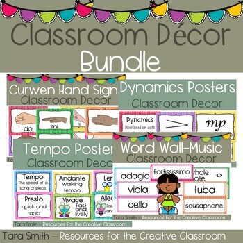 Preview of Music Room Decor Bundle-Dynamics, Tempo, Word Wall, and Solfege
