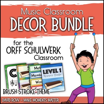 Preview of Music Room Decor Kit for the Orff Schulwerk Classroom - Brush Strokes Theme