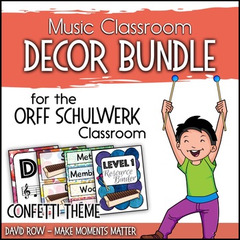 Preview of Music Room Decor Kit for the Orff Schulwerk Classroom - Confetti Theme