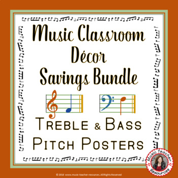 Preview of Music Room Decor: Treble and Bass Pitch Posters