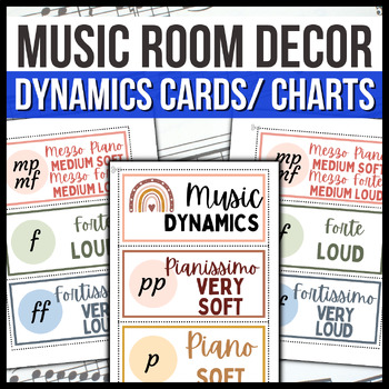 Preview of Music Room Dynamics Charts - Modern BOHO → Printable Classroom Decor